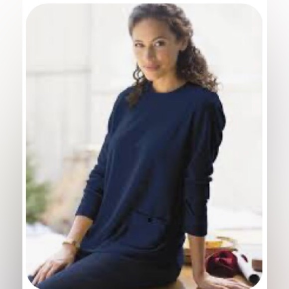 APPLESEED’S Classic Navy Blue Velour Pullover Top Size XLP - Picture 1 of 6